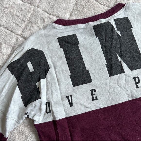 Victoria's Secret PINK | Maroon & Cream Logo Varsity Crew | Size Extra Small - Picture 4 of 10